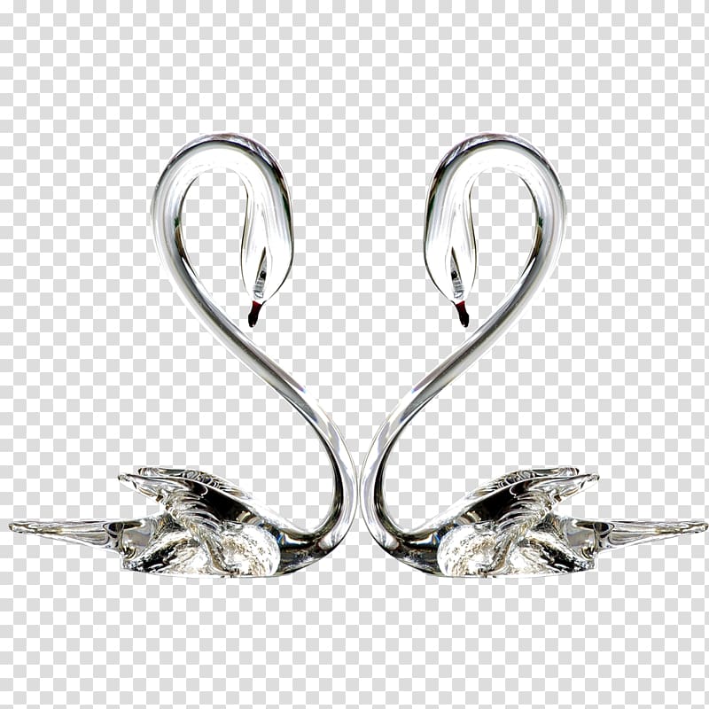 Cygnini Wedding Gift, Silver Swan Decoration transparent background PNG clipart