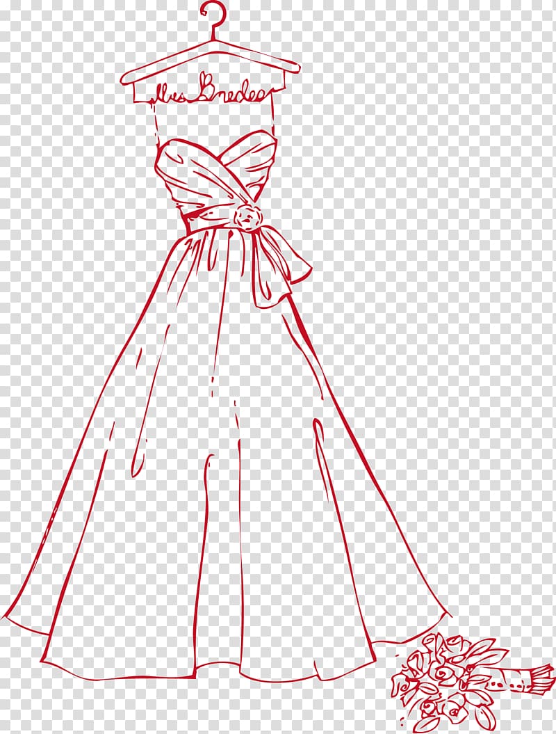 Wedding dress Drawing Gown Sketch, cartoon new wedding dress skirt transparent background PNG clipart