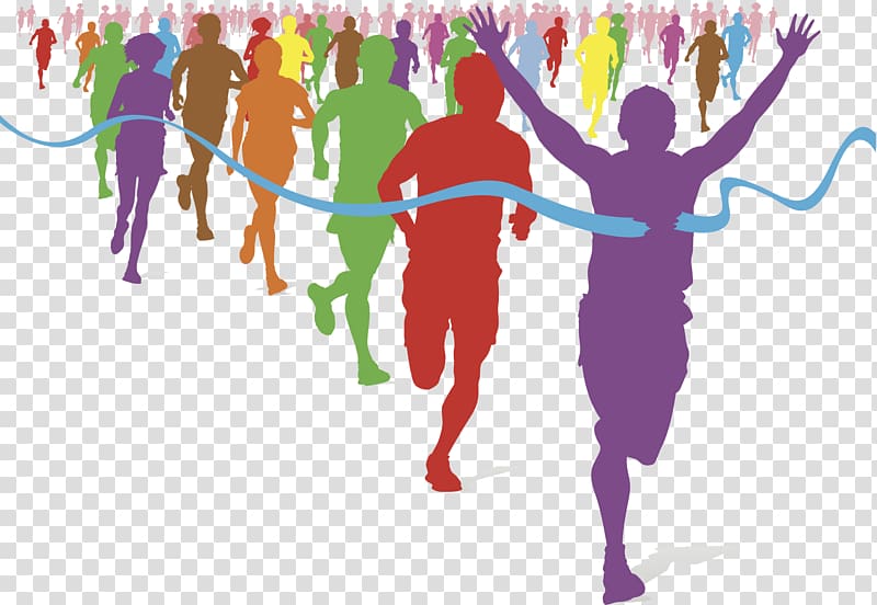 marathon illustration, The Color Run Running Fun run Racing , Race transparent background PNG clipart