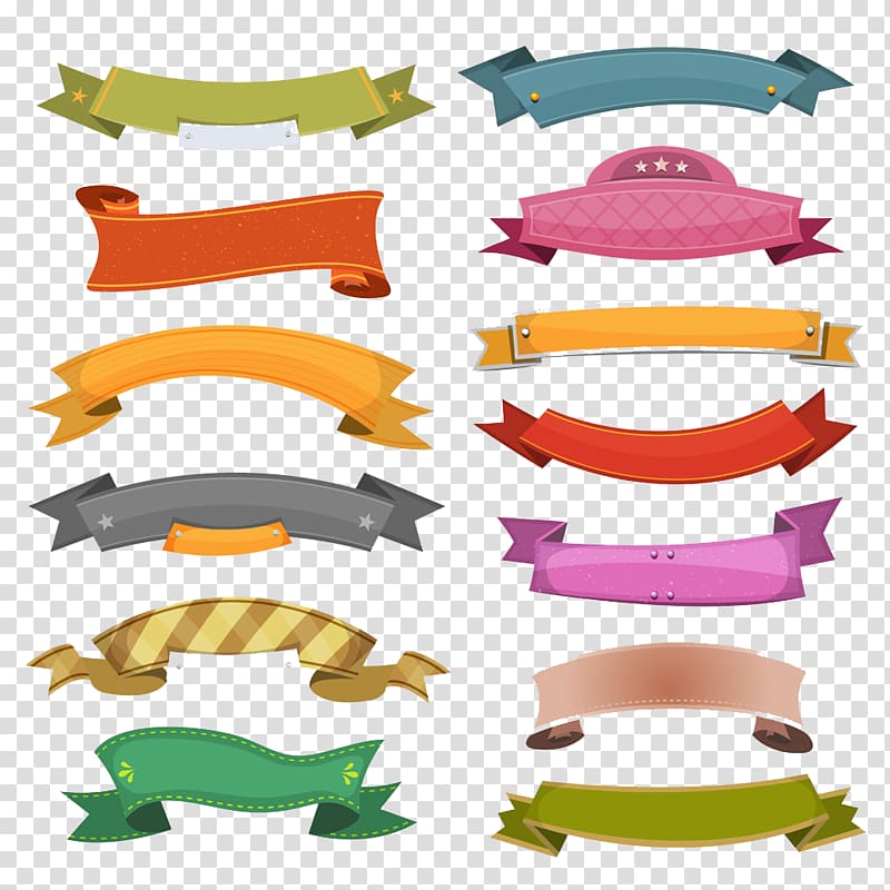 Cartoon Ribbon Illustration, Creative symbol transparent background PNG clipart