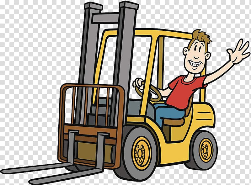 Forklift Cartoon Heavy equipment Illustration, Open the dump truck transparent background PNG clipart