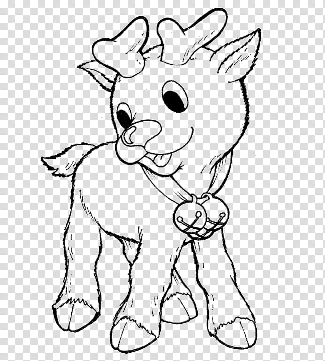 Rudolph Reindeer Coloring book Santa Claus, reindeer transparent background PNG clipart