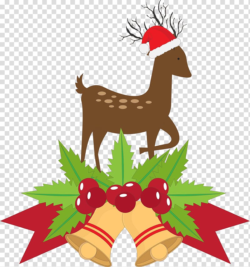 Santa Claus Deer Paper Christmas, elk,Fawn,Christmas,Bell transparent background PNG clipart