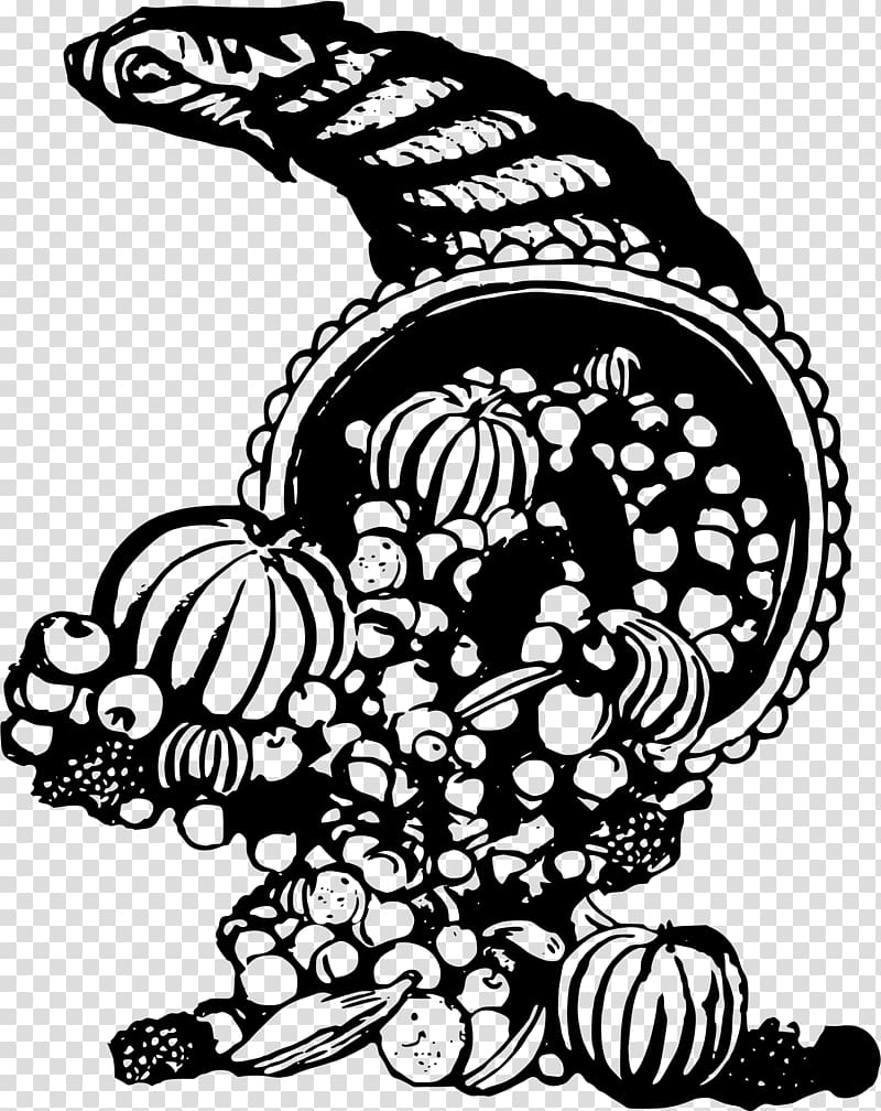 Black and white Cornucopia , big horn transparent background PNG clipart