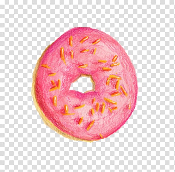 Doughnut Food Drawing Illustration, Pink Donut transparent background PNG clipart