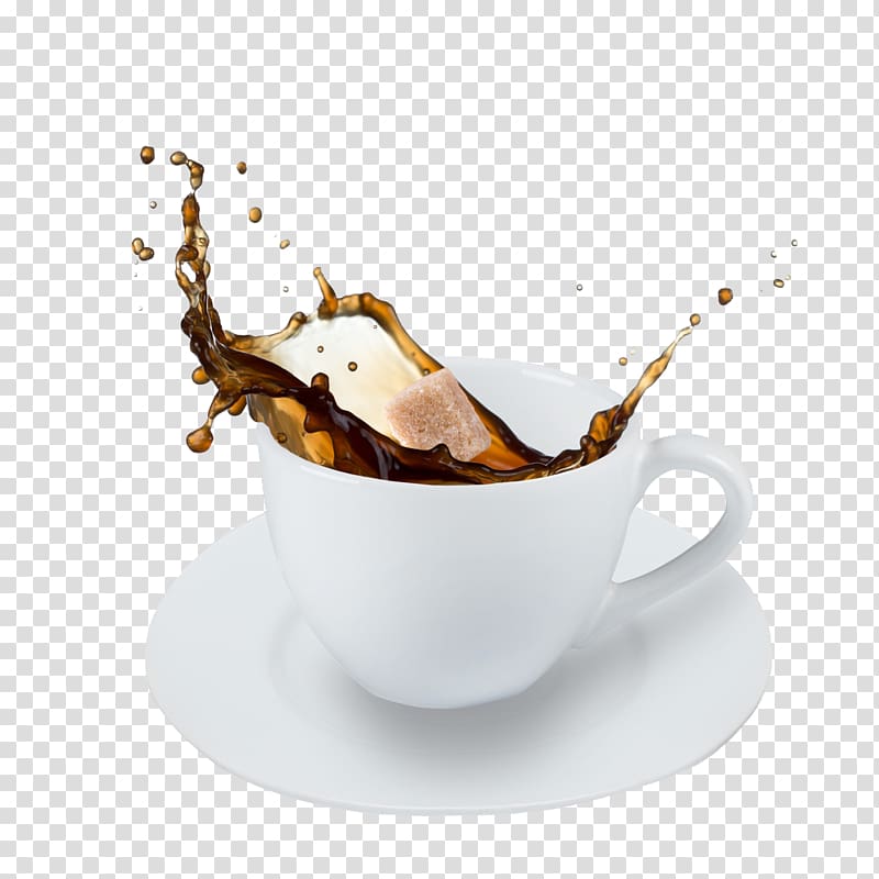 white mug filled with coffee, Iced coffee Espresso Cafe , Coffee splash transparent background PNG clipart