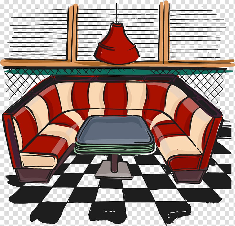 Coffee Table Cafe Couch, Hand-painted sofa transparent background PNG clipart