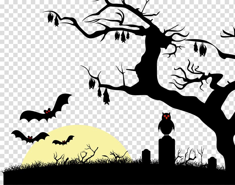 Halloween Garage Door Decorative arts Trick-or-treating, terror tree transparent background PNG clipart