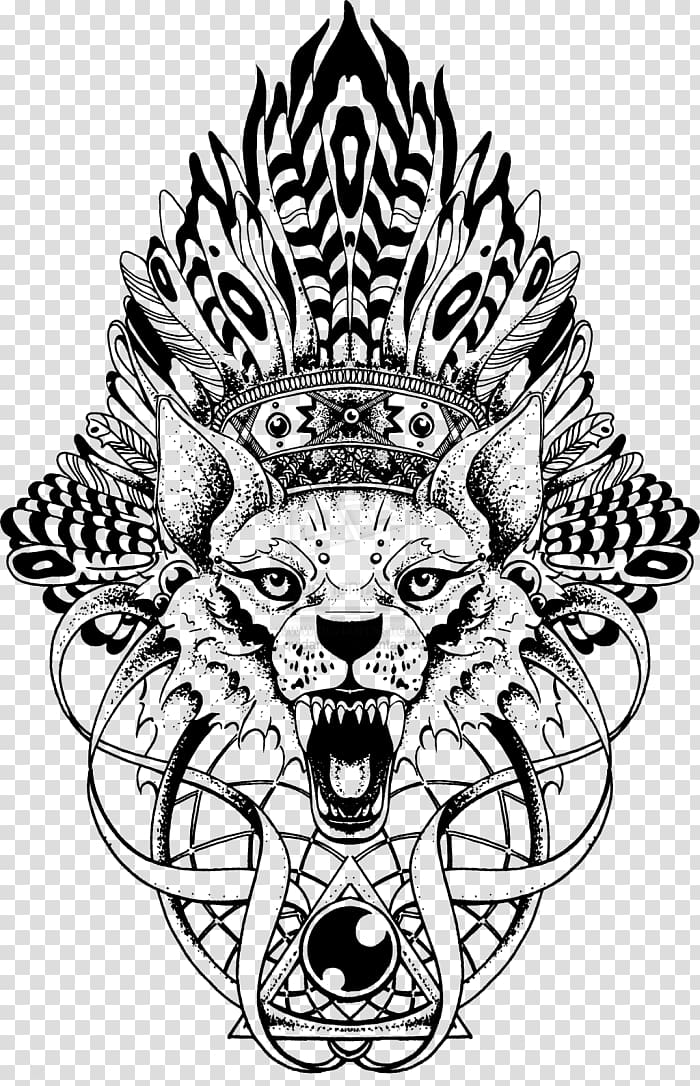 Tattoo Gray wolf Totem Drawing, others transparent background PNG clipart