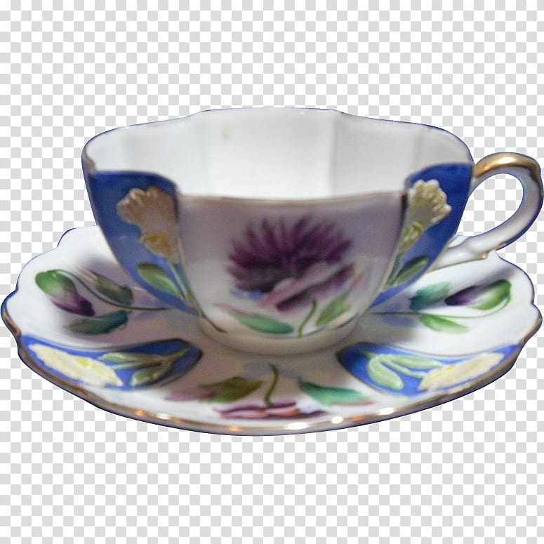 Tableware Saucer Coffee cup Plate Porcelain, hand painted teacup transparent background PNG clipart