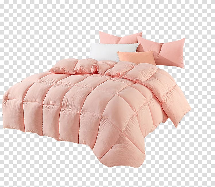 Bed sheet Towel Mattress Blanket, Orange pink quilt bedding transparent background PNG clipart