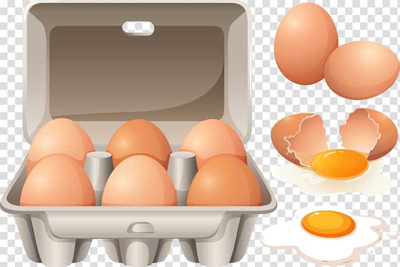 Scrambled eggs Egg carton, Cracked eggs transparent background PNG clipart