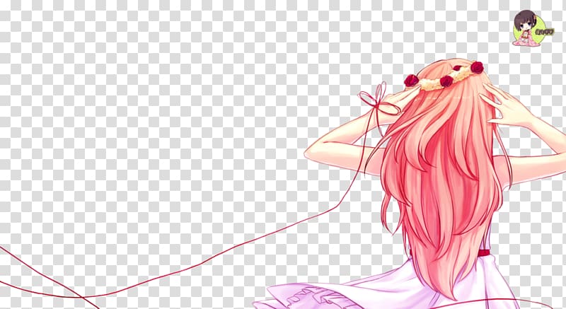 Megurine Luka Vocaloid Just Be Friends Red thread of fate Anime, Girl With Long Hair transparent background PNG clipart
