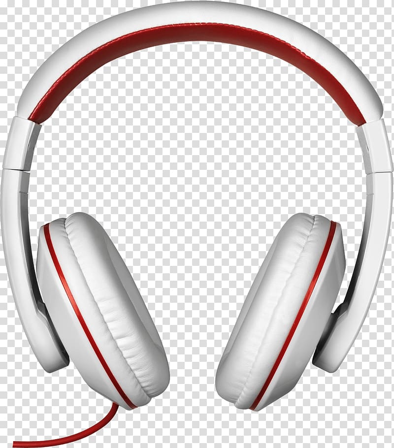 red and white headphones, Red White Headphones transparent background PNG clipart