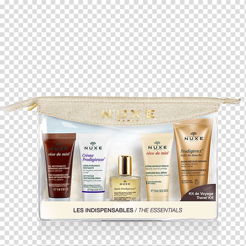 NUXE Travel Kit (Worth £15.90) NUXE My Dream Gift Set (Worth £24.10) Cosmetics Nuxe The Essentials Travel Kit 85 ml, summer collection set transparent background PNG clipart