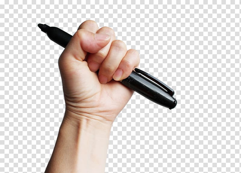 Paper Sharpie Drawing Marker pen, Bulk of hand holding pen transparent background PNG clipart