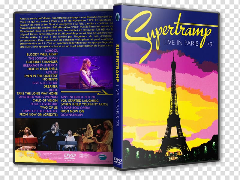 Blu-ray disc Live in Paris ’79 Supertramp Breakfast in America, Paris transparent background PNG clipart