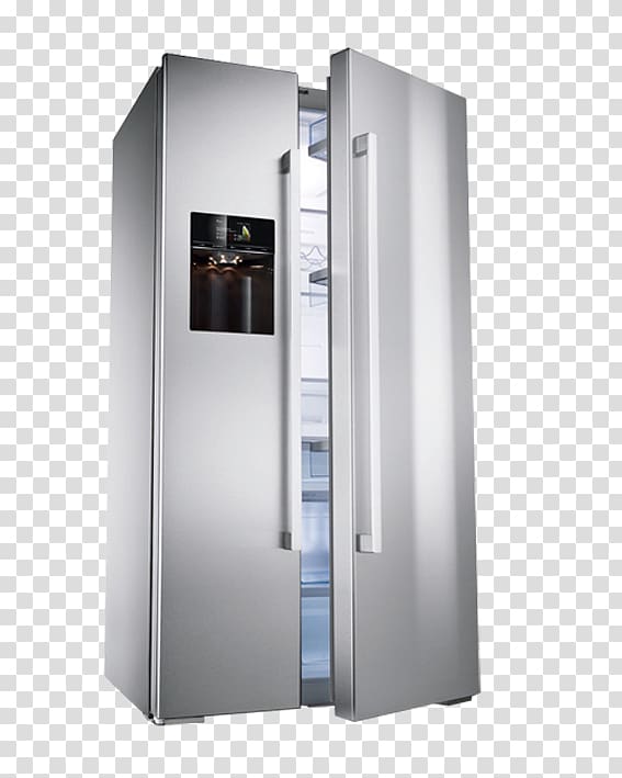 Refrigerator Auto-defrost Home appliance Robert Bosch GmbH Beko, Open the door to the intelligent refrigerator transparent background PNG clipart
