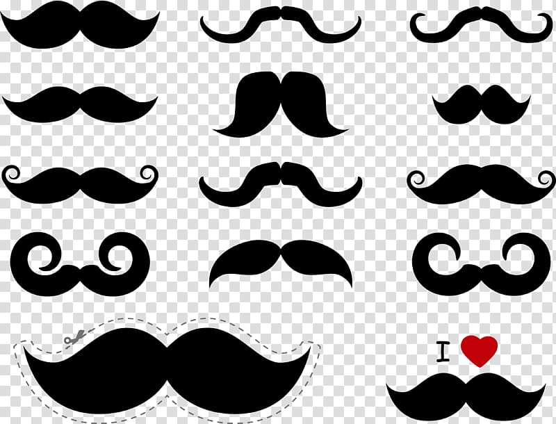 fourteen mustache illustrations, Moustache , Moustache transparent background PNG clipart