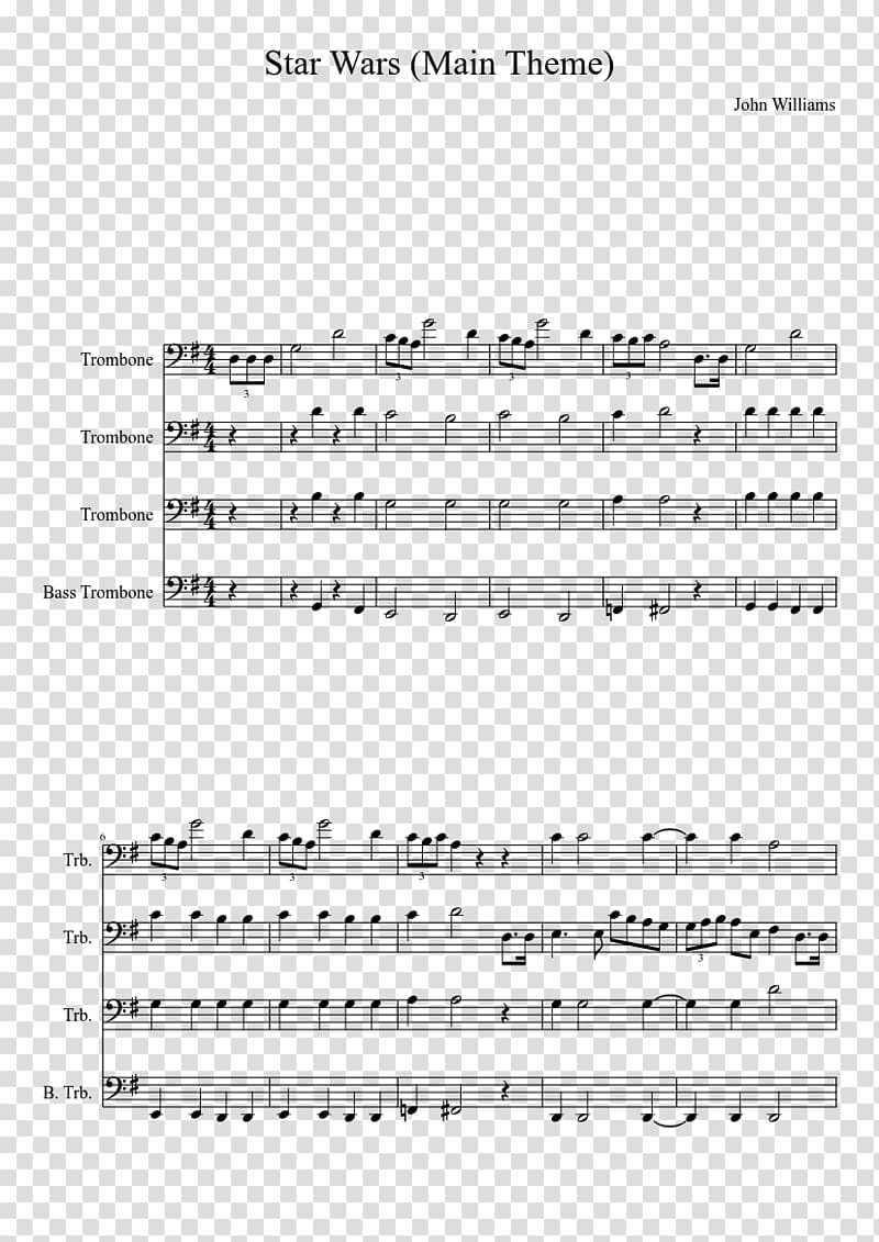 Trombone Sheet Music Clef Double bass, imperial march sheet music violin transparent background PNG clipart