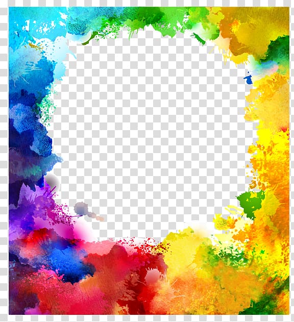 rainbow paint splatter border