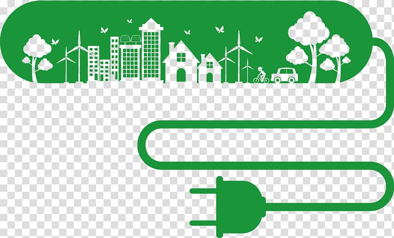 green socket, house, and tree artwork, Environmental protection Ecology Infographic, energy saving transparent background PNG clipart