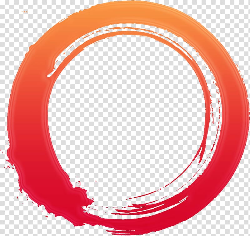 round pink and orange logo, Red pen transparent background PNG clipart