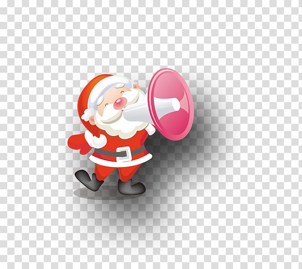 Santa Claus Christmas Loudspeaker, Santa Claus holding a horn transparent background PNG clipart