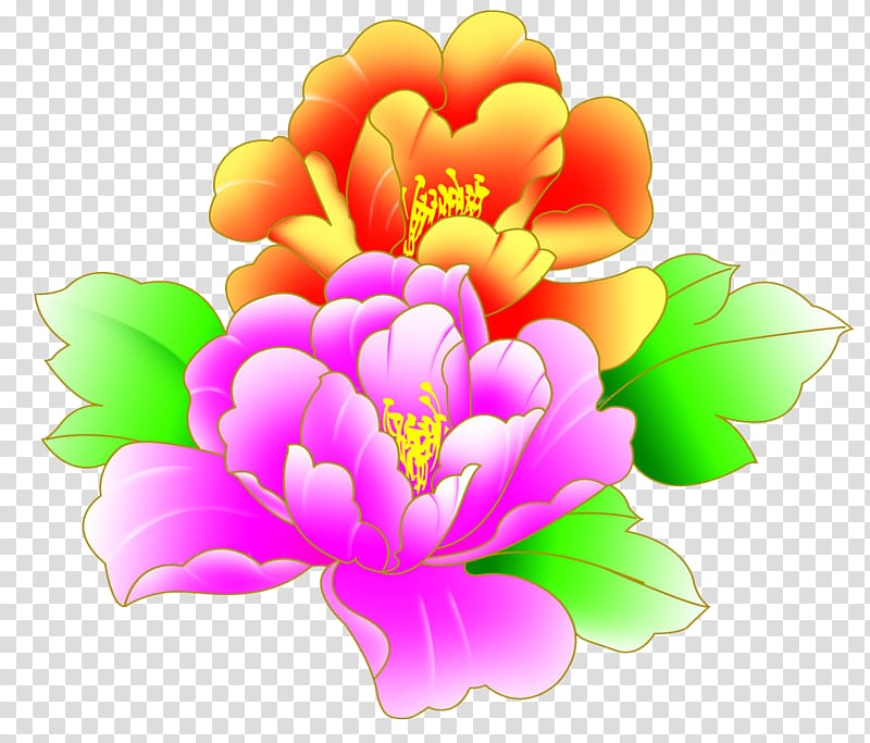 Moutan peony Yellow Red, Peony transparent background PNG clipart