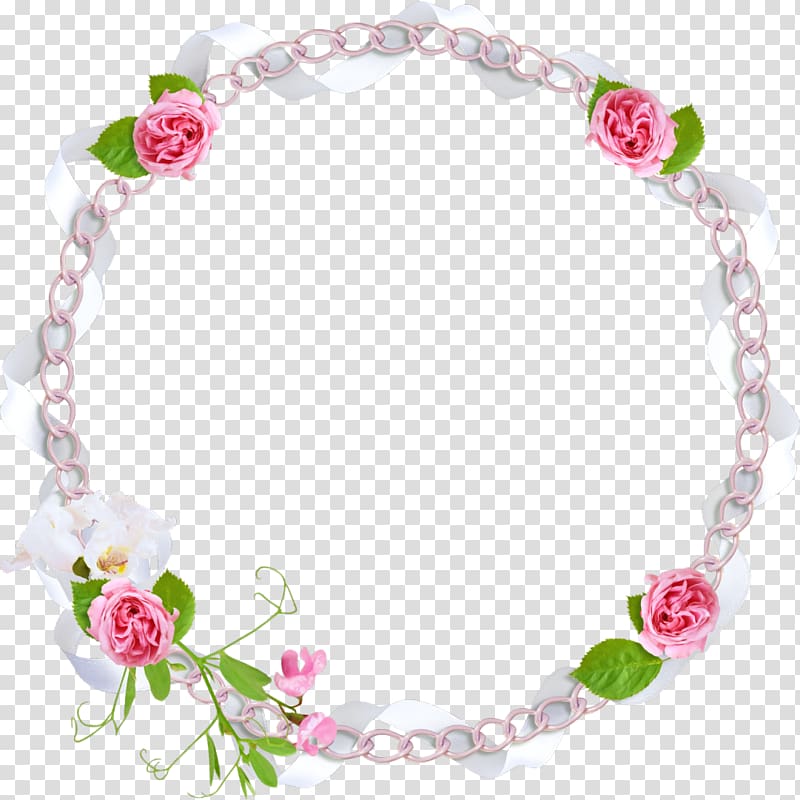 round pink and white floral border, Flower Frames, pink flower border transparent background PNG clipart