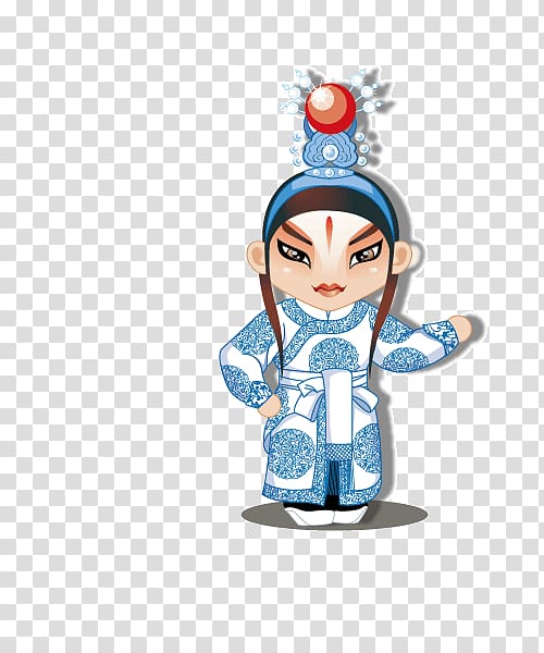 Peking opera Cartoon Q-version Illustration, actor transparent background PNG clipart