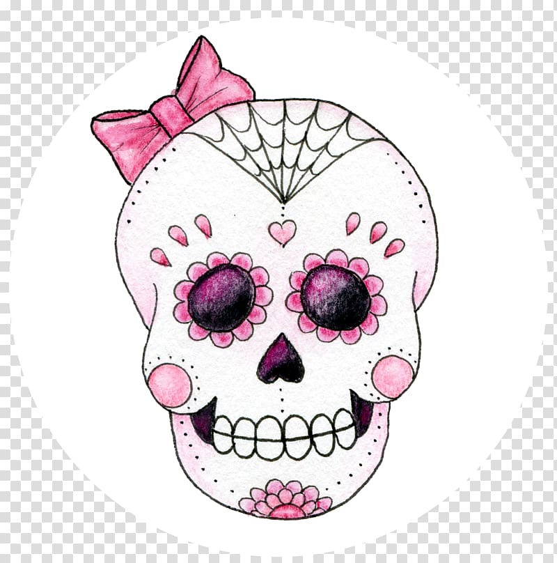 Calavera Skull Sticker, sugar skull transparent background PNG clipart