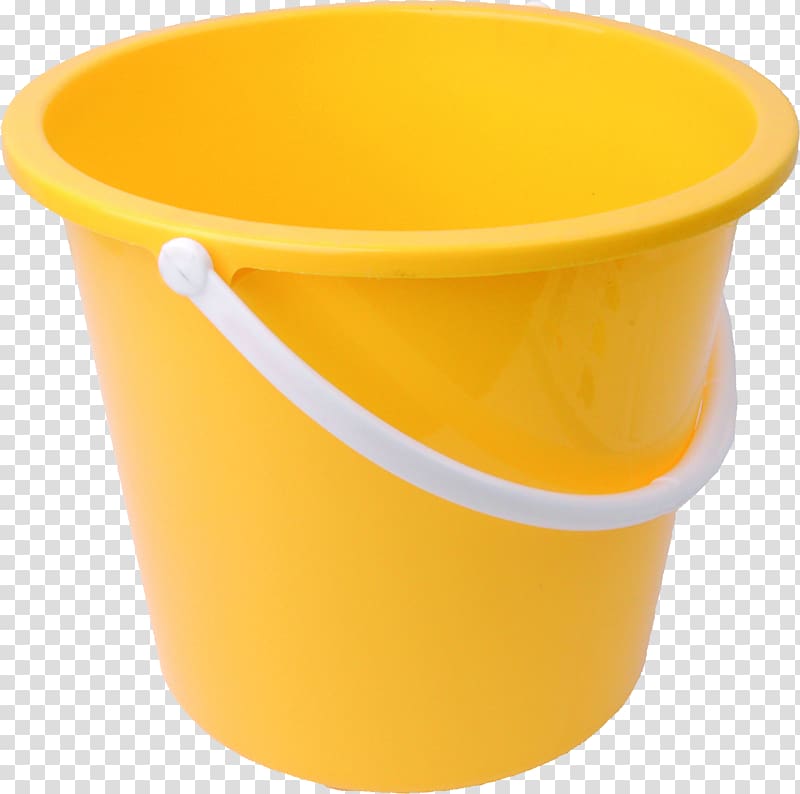 Mop bucket cart, Plastic yellow bucket free transparent background PNG clipart