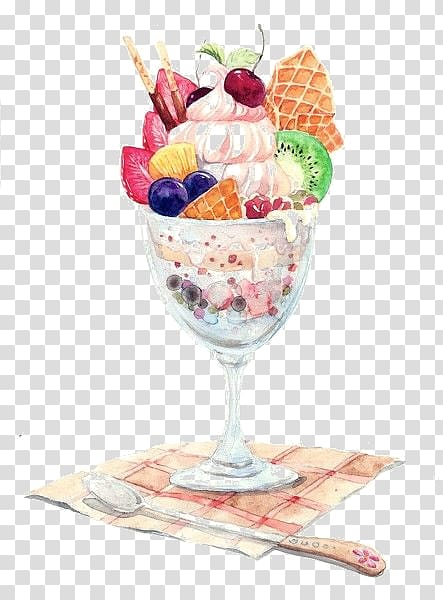 Parfait Ice cream Watercolor painting Dessert Drawing, dessert watercolor transparent background PNG clipart