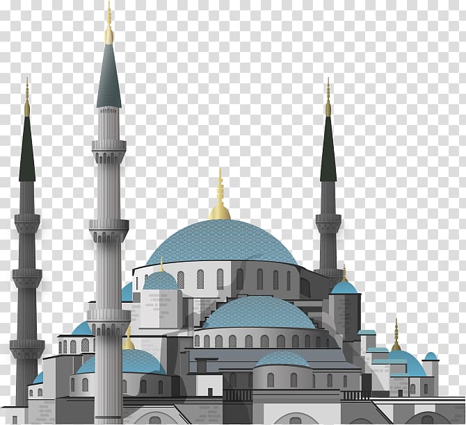 gray and blue castle illustration, Grand Mosque of the Sultan of Riau, Castle Mosque transparent background PNG clipart