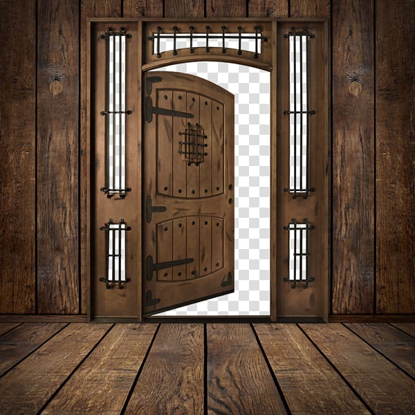Paper Door Animation, Classical wooden cartoon wood frame transparent background PNG clipart