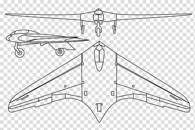 Horten Ho 229 Airplane Horten H.XVIII Fixed-wing aircraft Ministry of Aviation, line drawing transparent background PNG clipart