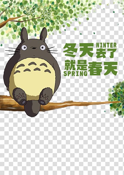 totoro sitting on a branch transparent background PNG clipart