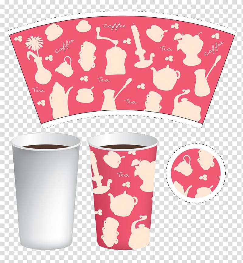 Coffee Tea Paper Mug, Paper cup expansion drawing transparent background PNG clipart