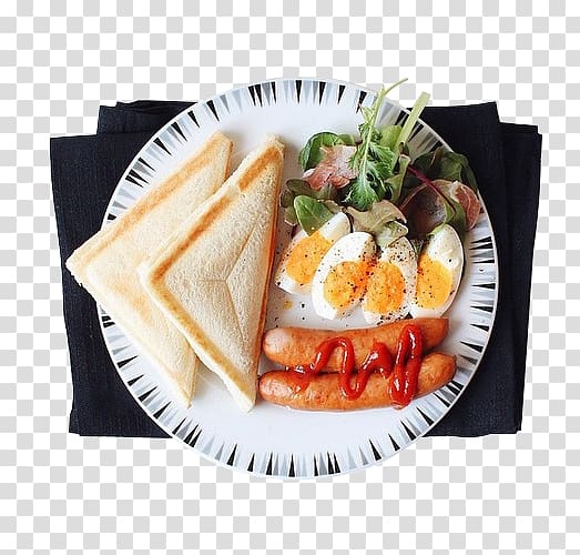 Full breakfast Toast Cafe Japanese Cuisine, Gourmet breakfast transparent background PNG clipart