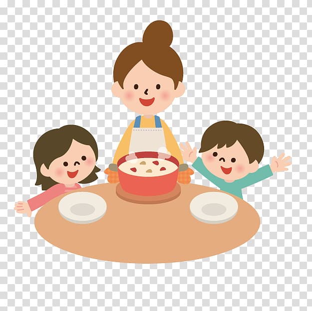 Meal Cooking Child Meat Food, People painted material,Cartoon family transparent background PNG clipart