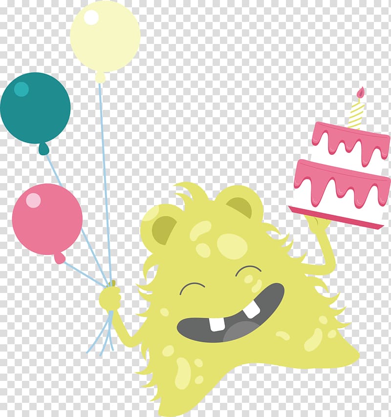 green monster illustration, Birthday cake Illustration, Happy little birthday monster transparent background PNG clipart