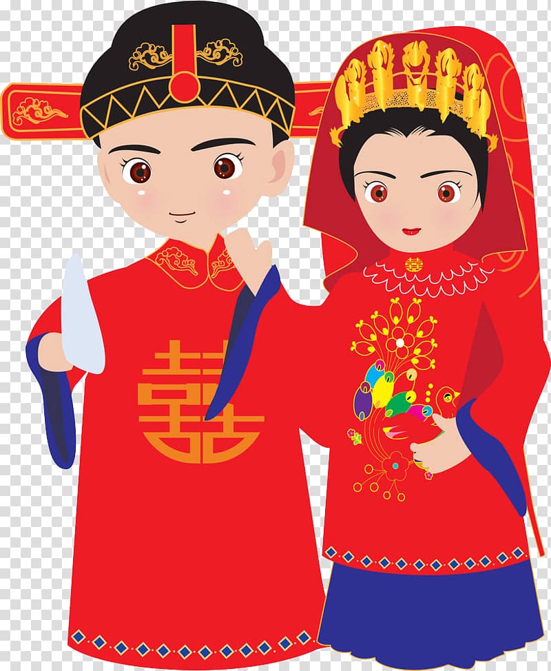 Chinese marriage , The bride phoenix coronet and robes of rank transparent background PNG clipart