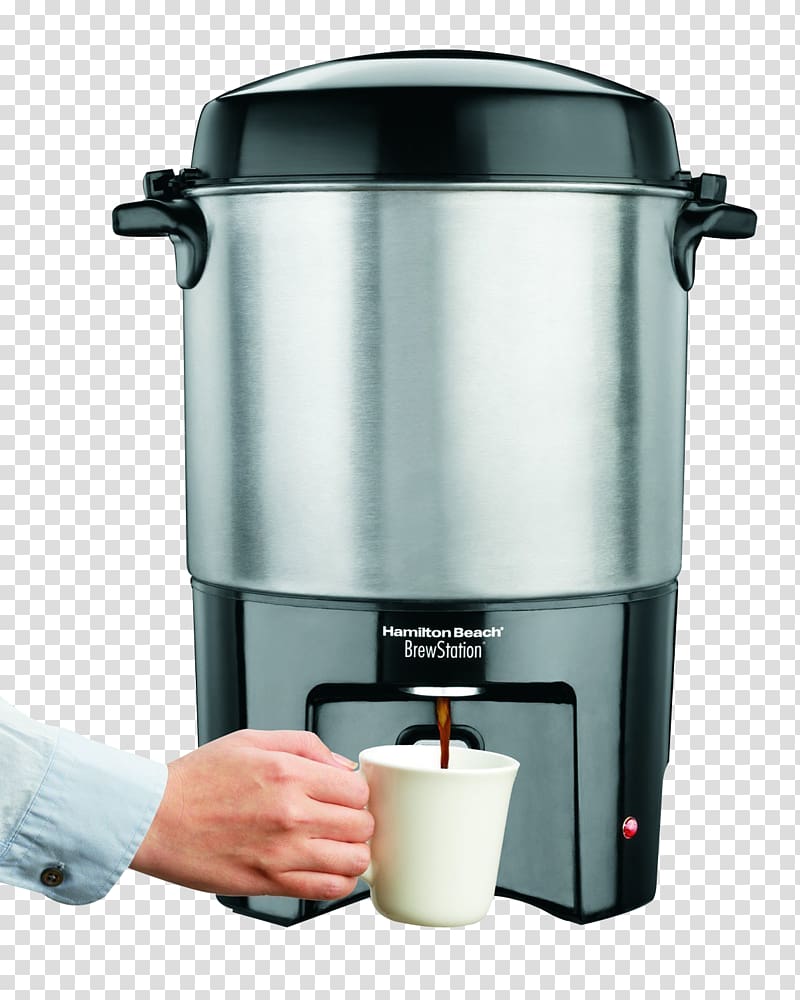 Brewed coffee Hamilton Beach Brands Coffeemaker Coffee cup, Hand using Coffee Maker transparent background PNG clipart