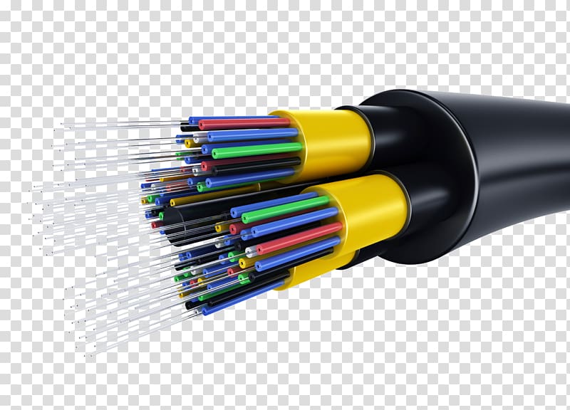 black and yellow electronic cable, Optical fiber cable Electrical cable Optics, wire transparent background PNG clipart