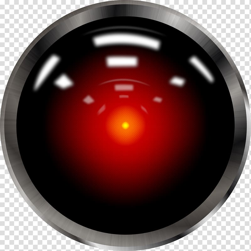 round silver and black , Poole versus HAL 9000 Frank Poole Space Odyssey Computer, Eye transparent background PNG clipart
