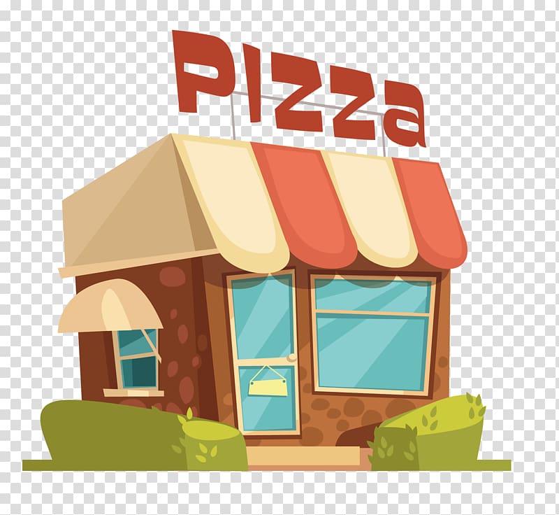 Pizza Fast food Italian cuisine Illustration, Cartoon casual pizza physical shop transparent background PNG clipart