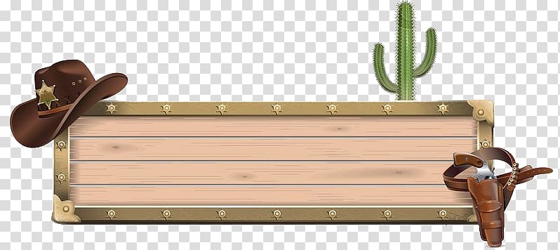 brown wooden board illustration, American frontier Cowboy Western Illustration, box transparent background PNG clipart