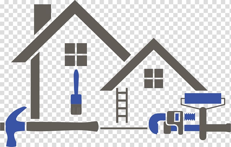 gray and blue house illustration, Home improvement House painter and decorator Renovation, roof transparent background PNG clipart
