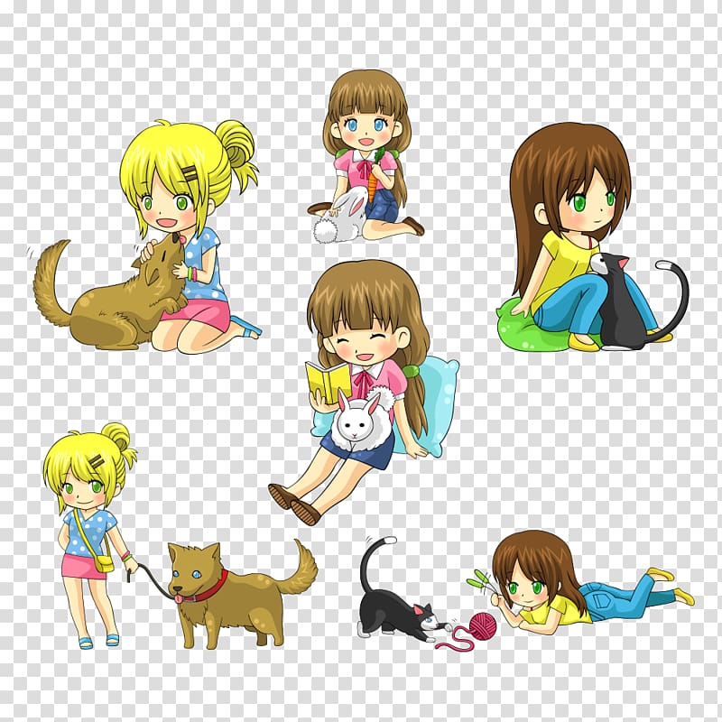 Kitten Puppy Cat Dog , Girl and dog transparent background PNG clipart